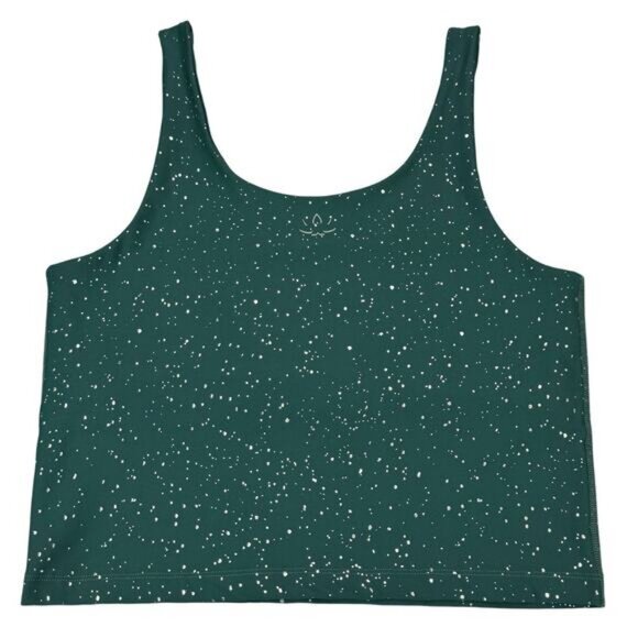Beyond Yoga Keep it Simple Cropped Yoga Tank - Hunter Green Antique Gold Sparkle - Picture 6 of 7